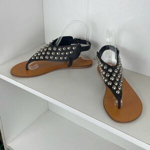 Ecote Studded Leather Slingback Sandals 7.5